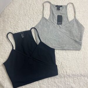 Forever 21. 2 Wrap Front Athleisure Crop Tank  | Black & Gray Size M